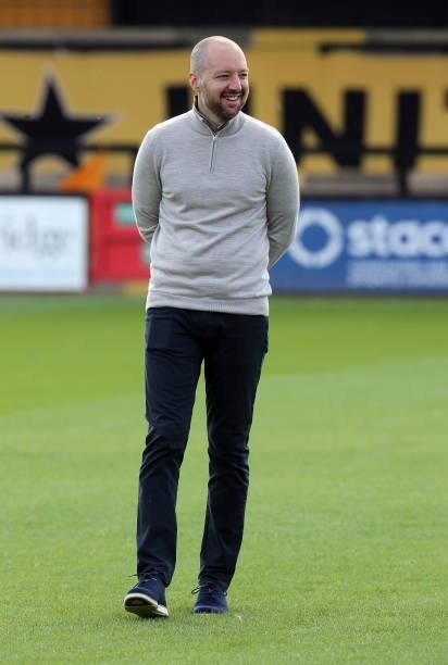 Swindon Town manager Ben Garner looks on prior to the Carabao Cup 1st Round match between Cambridge United and Swindon Town at Abbey Stadium on...