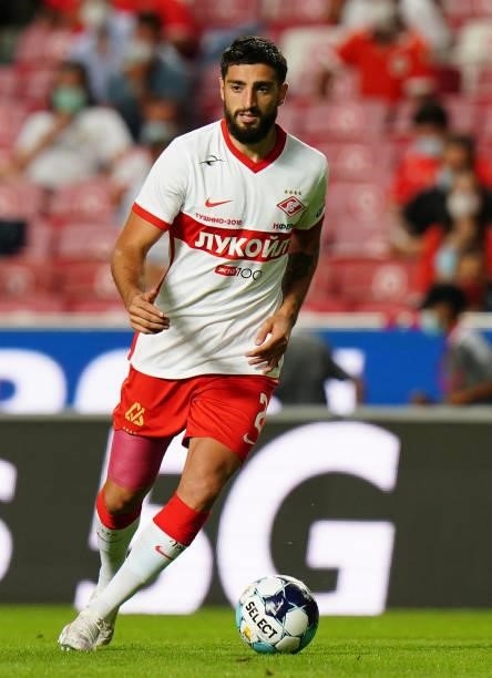 Samuel Gigot of Spartak Moskva in action during the UEFA Champions League : Third Qualifying Round Leg Two match between SL Benfica and Spartak...