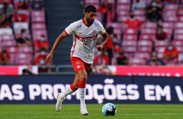 Samuel Gigot of Spartak Moskva in action during the UEFA Champions League : Third Qualifying Round Leg Two match between SL Benfica and Spartak...