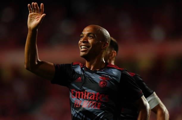 Joao Mario of SL Benfica celebrates after scoring a goal during the UEFA Champions League : Third Qualifying Round Leg Two match between SL Benfica...