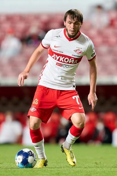 Reziuan Mirzov of FC Spartak Moskva in action during the UEFA Champions League Third Qualifying Round Leg Two match between SL Benfica and Spartak...