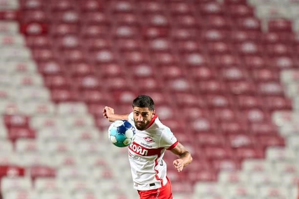 Samuel Gigot of FC Spartak Moskva in action during the UEFA Champions League Third Qualifying Round Leg Two match between SL Benfica and Spartak...