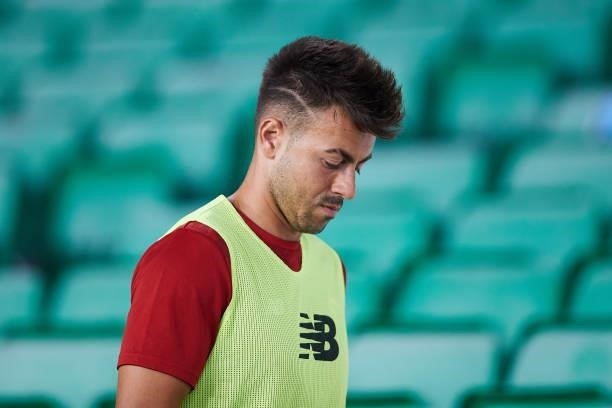 Stephan El Shaarawy of AS Roma looks on during a friendly match between Real Betis and AS Roma at Estadio Benito Villamarin on August 07, 2021 in...