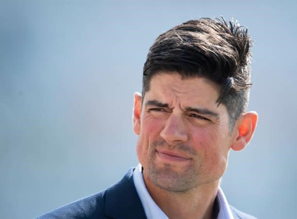 Test Match Special commentator Alastair Cook before day one of the First Test Match between England and India at Trent Bridge on August 04, 2021 in...