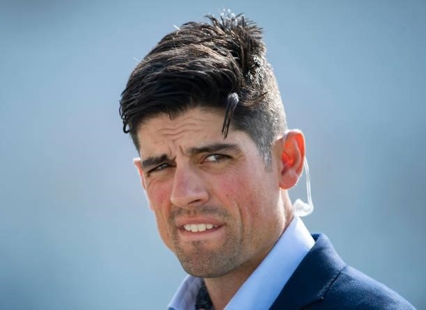 Test Match Special commentator Alastair Cook before day one of the First Test Match between England and India at Trent Bridge on August 04, 2021 in...