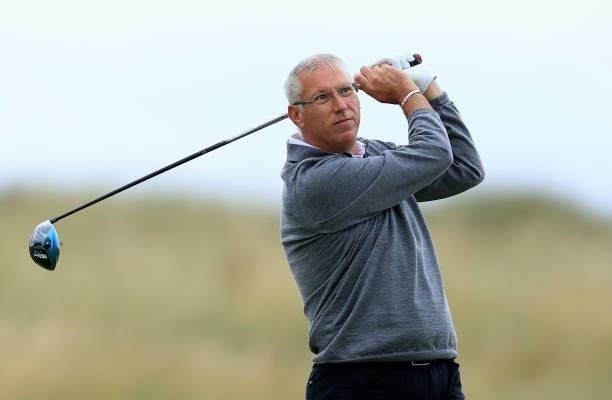 Ricky Hall of Scotland The Director of Golf at The Trump Turnberry Resort plays a shot during the pro-am as a preview for the Trust Golf Women's...