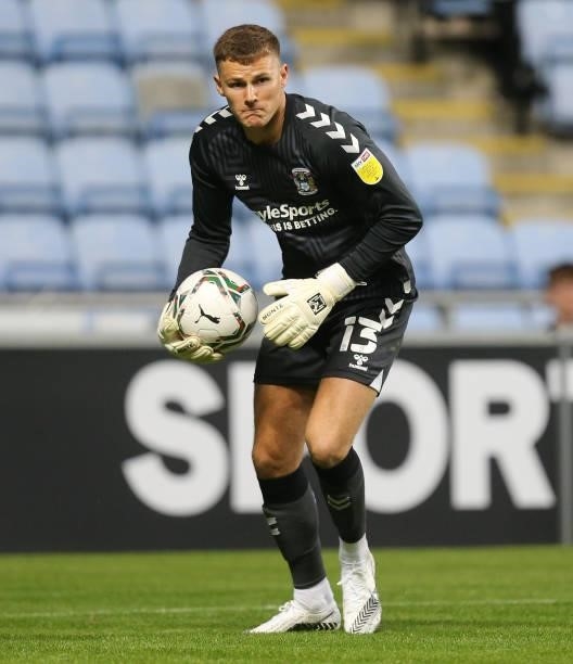 Ben Wilson of Coventry City in action during the Carabao Cup 1st round match between Coventry City and Northampton Town at The Coventry Building...