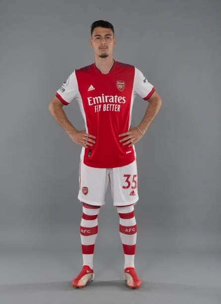 Gabriel Martinelli of Arsenal at London Colney on August 06, 2021 in St Albans, England.