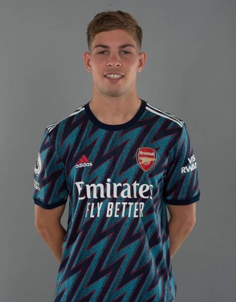 Emile Smith Rowe of Arsenal at London Colney on August 06, 2021 in St Albans, England.