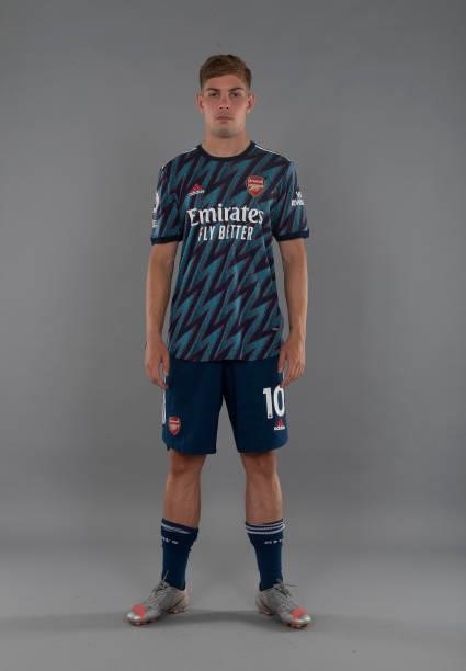 Emile Smith Rowe of Arsenal at London Colney on August 06, 2021 in St Albans, England.