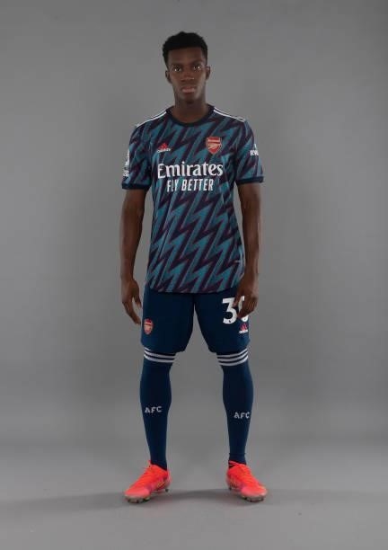 Eddie Nketiah of Arsenal at London Colney on August 06, 2021 in St Albans, England.