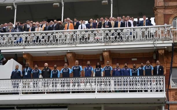 India backroom staff and managment line up for the national anthems ahead of day one of the Second LV= Insurance Test Match between England and India...