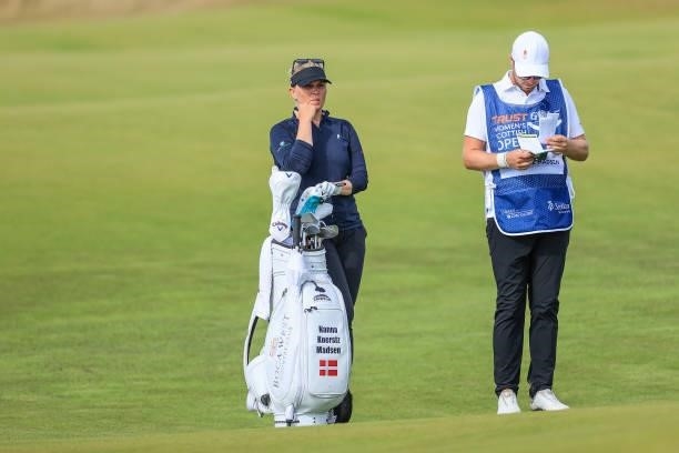 Nanna Koerstz Madsen of Denmark plays her second shot on the seventh hole during the first round of the Trust Golf Women's Scottish Open at Dumbarnie...