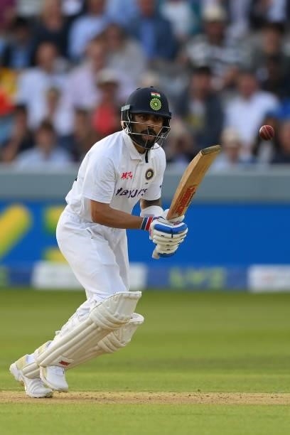 Virat Kohli of India watches the ball closely during the Second LV= Insurance Test Match: Day One between England and India at Lord's Cricket Ground...