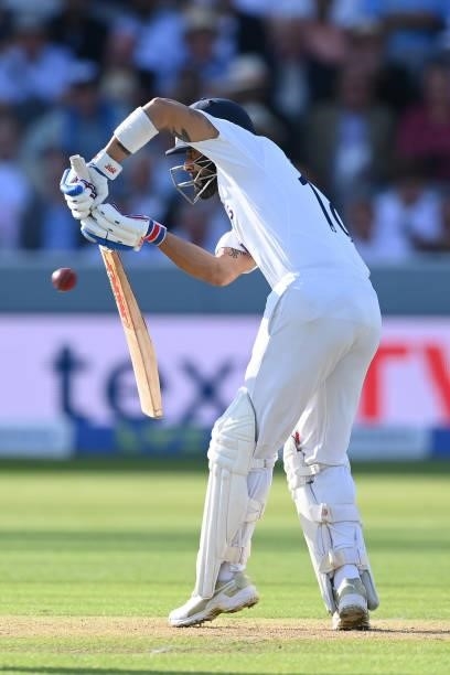 Virat Kohli of India in determined mood during the Second LV= Insurance Test Match: Day One between England and India at Lord's Cricket Ground on...