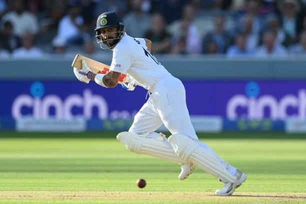 Virat Kohli of India in action during the Second LV= Insurance Test Match: Day One between England and India at Lord's Cricket Ground on August 12,...
