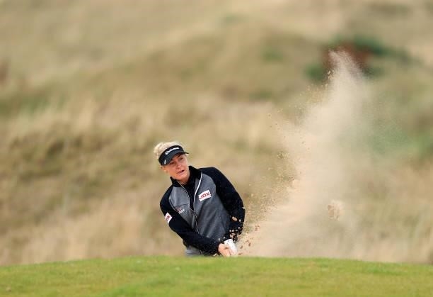 Charley Hull of England plays her second shot on the 12th hole during the first round of the Trust Golf Women's Scottish Open at Dumbarnie Links on...