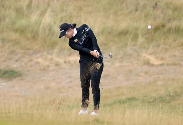 Patty Tavatanakit of Thailand plays her second shot on the 12th hole during the first round of the Trust Golf Women's Scottish Open at Dumbarnie...