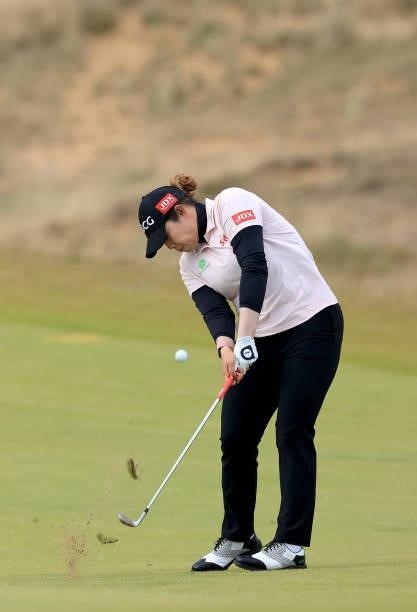 Ariya Jutanugarn of Thailand plays her second shot on the 12th hole during the first round of the Trust Golf Women's Scottish Open at Dumbarnie Links...