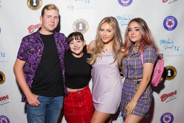Connor Dean, Chloe Noelle, Mila Nabours and Alyssa Deboisblanc attend Mila Nabours' Sweet Sixteen Supporting The Alzheimer's Association on August...