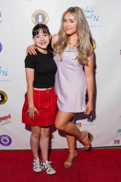 Chloe Noelle and Mila Nabours attend Mila Nabours' Sweet Sixteen Supporting The Alzheimer's Association on August 12, 2021 in Tarzana, California.
