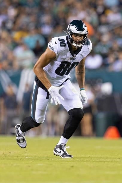 Tyree Jackson of the Philadelphia Eagles in action against the Pittsburgh Steelers during the preseason game at Lincoln Financial Field on August 12,...