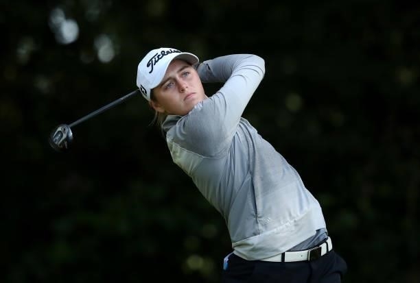 Hannah Darling of Broomieknowe in action during her quarter final match on day four of the R&A Girls Amateur Championship at Fulford Golf Club on...