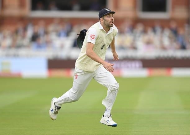 Mark Wood of England chases the ball during the second day of the 2nd LV= Test match between England and India at Lord's Cricket Ground on August 13,...