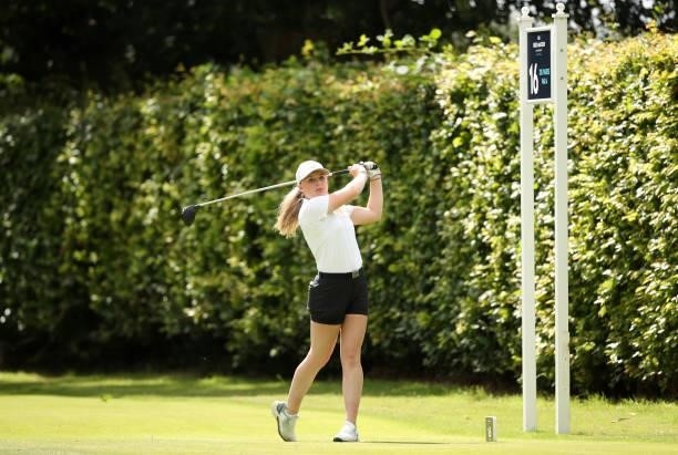 Maggie Whitehead of Close House in action during her quarter final match on day four of the R&A Girls Amateur Championship at Fulford Golf Club on...