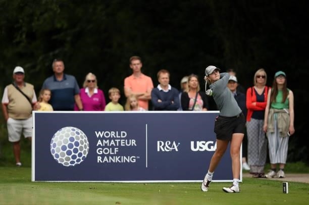 Gracie Mayo of Newport in action during her quarter final match on day four of the R&A Girls Amateur Championship at Fulford Golf Club on August 13,...