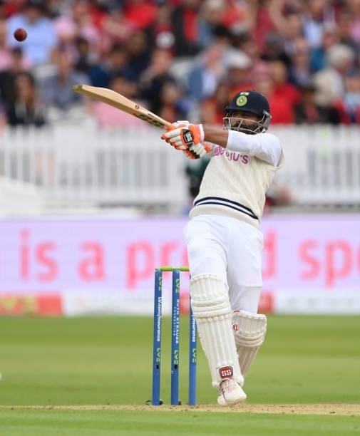 India batsman Ravindra Jadeja in batting action on Ruth Strauss Foundation Day during day two of the Second Test Match between England and India at...