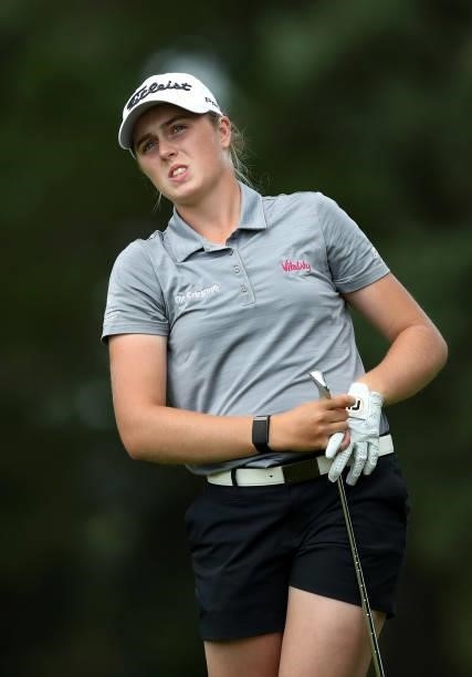 Hannah Darling of Broomieknowe in action during her semi-final match on day four of the R&A Girls Amateur Championship at Fulford Golf Club on August...
