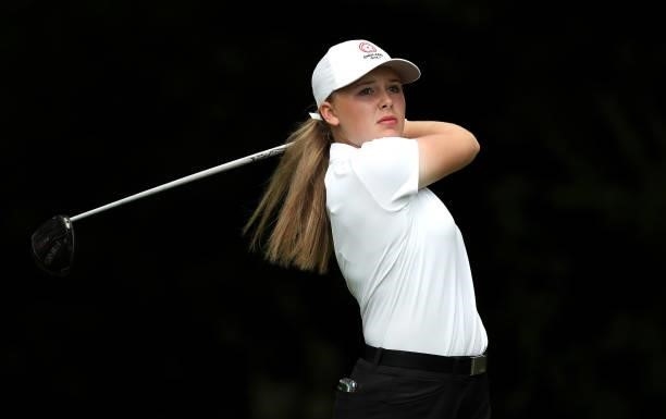 Maggie Whitehead of Close House in action during her semi-final match on day four of the R&A Girls Amateur Championship at Fulford Golf Club on...