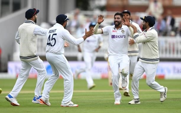 Mohammed Siraj of India celebrates dismissing Haseeb Hameed of England during day two of the Second LV= Insurance Test Match between England and...