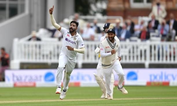 Mohammed Siraj of India celebrates dismissing Haseeb Hameed of England during day two of the Second LV= Insurance Test Match between England and...