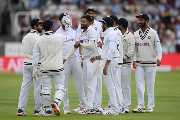 Mohammed Siraj of India is centre of attention after dismissing Dominic Sibley and Haseeb Hameed of England in two balls during the Second LV=...