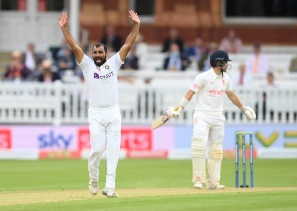 Mohammed Shami of India appeals and dismisses Rory Burns of England lbw during the second day of the 2nd LV= Test match between England and India at...