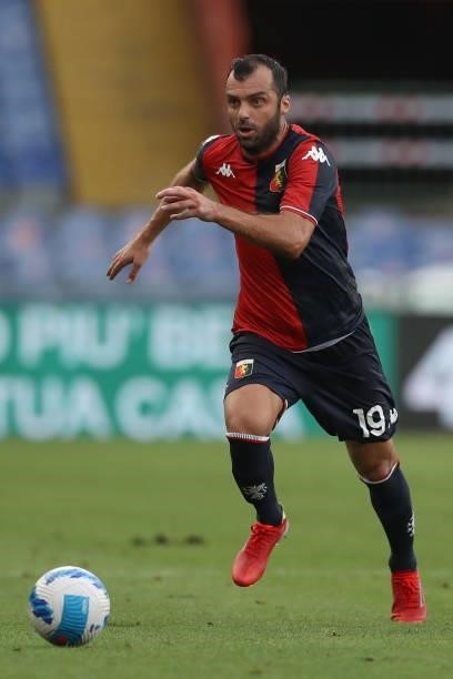 Goran Pandev of Genoa CFC runs with the ball during the Coppa Italia match between Genoa CFC and AC Perugia Calcio at Stadio Luigi Ferraris on August...