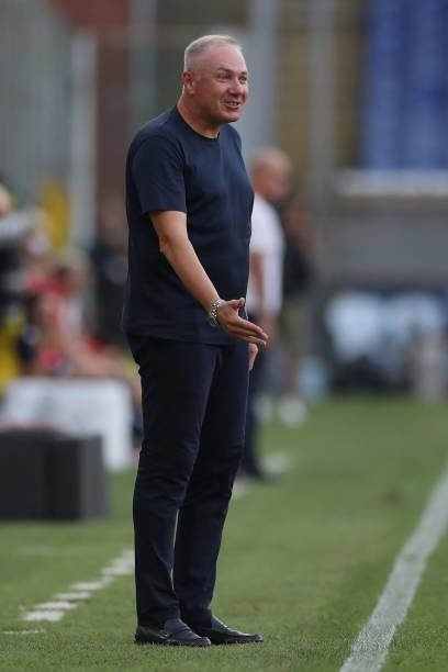 Massimiliano Alvini Head coach of AC Perugia Calcio reacts during the Coppa Italia match between Genoa CFC and AC Perugia Calcio at Stadio Luigi...