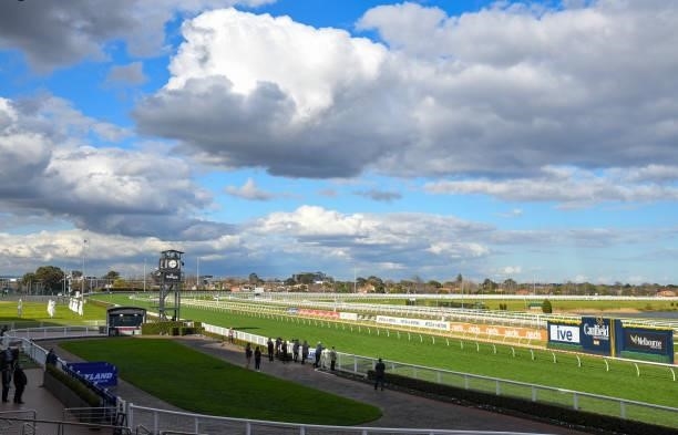 General view during Melbourne Racing at Caulfield Racecourse on August 14, 2021 in Melbourne, Australia. Race meetings are still held with no crowds...