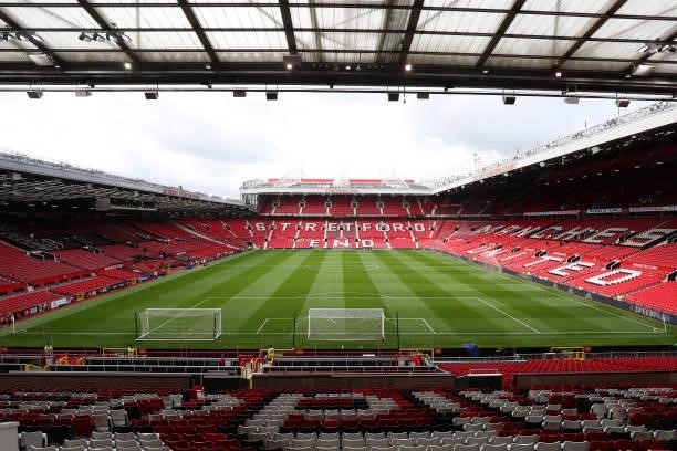 General view inside the stadium prior to the Premier League match between Manchester United and Leeds United at Old Trafford on August 14, 2021 in...