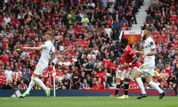 Fred of Manchester United scores their fifth goal during the Premier League match between Manchester United and Leeds United at Old Trafford on...