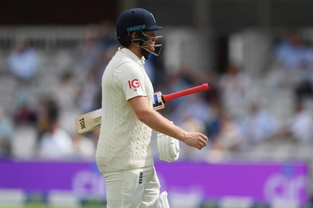 Jonny Bairstow of England makes his way back to the pavilion after being dismissed by Mohammed Siraj of India for 57 during the Second LV= Insurance...