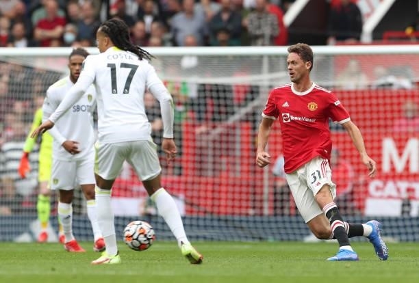 Nemanja Matic of Manchester United in action during the Premier League match between Manchester United and Leeds United at Old Trafford on August 14,...