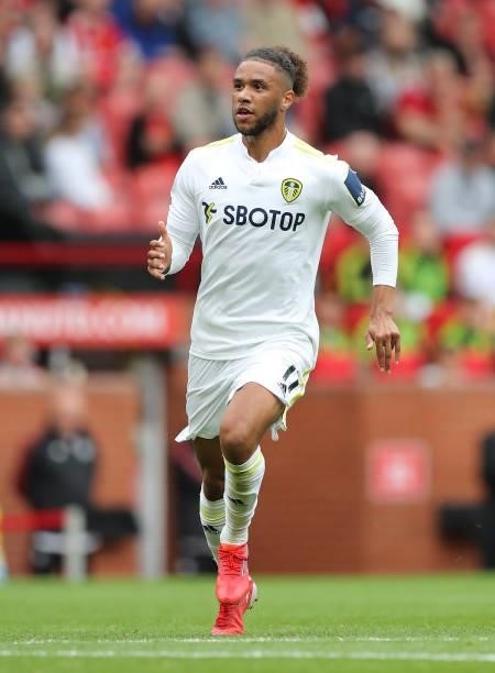 Tyler Roberts of Leeds United during the Premier League match between Manchester United and Leeds United at Old Trafford on August 14, 2021 in...