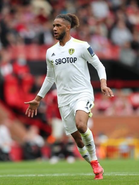 Tyler Roberts of Leeds United during the Premier League match between Manchester United and Leeds United at Old Trafford on August 14, 2021 in...