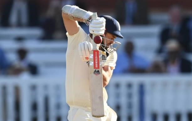 James Anderson of England is hit by a delivery bowled by Jasprit Bumrah of India during the third day of the 2nd LV= Test match between England and...