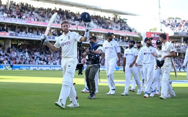 England captain Joe Root leaves the field at stumps after making 180 runs during day three of the Second LV= Insurance Test Match between England and...