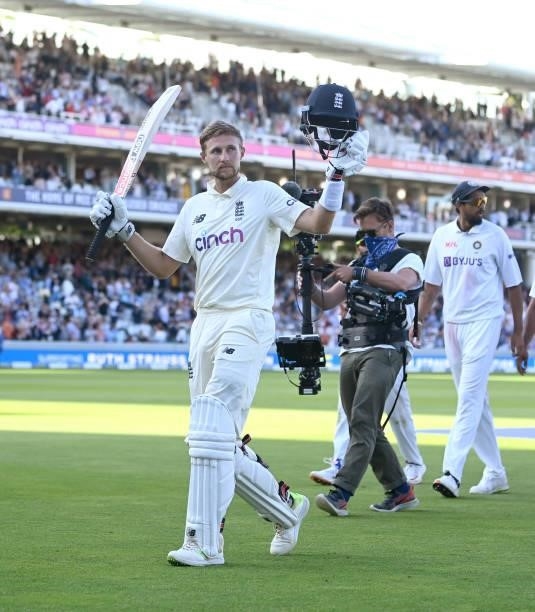 England captain Joe Root leaves the field at stumps after making 180 runs during day three of the Second LV= Insurance Test Match between England and...