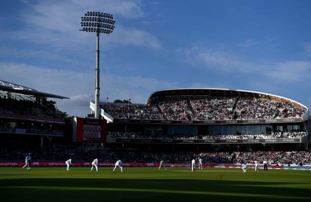 General view of play during day three of the Second LV= Insurance Test Match between England and India at Lord's Cricket Ground on August 14, 2021 in...